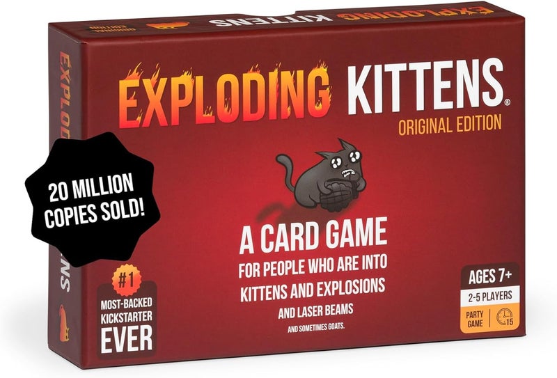 Exploding Kittens Original Edition - 2-5 Players - Ages 7+ - 15 Minutes to Play - High Stakes Card Game - Party Game, Family Game Night, Kid and Adult Card Game - Image 1